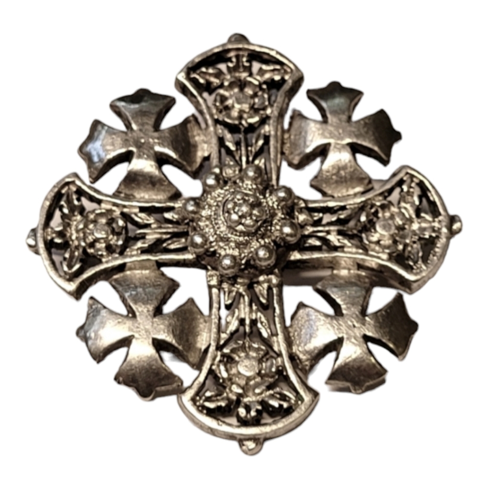 Vintage Silver Jerusalem Cross Brooch